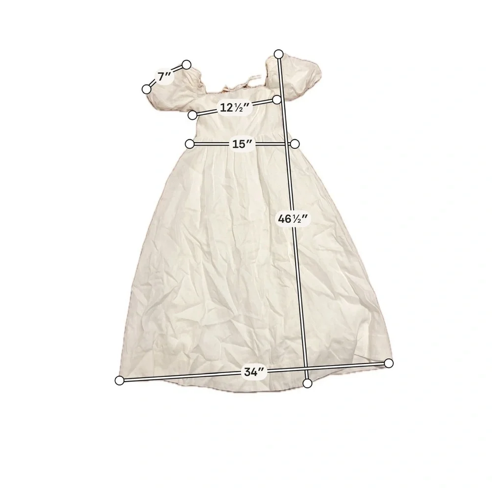 Reformation White Puff-Sleeve Smocked Maxi Dress - Picture 3 of 7